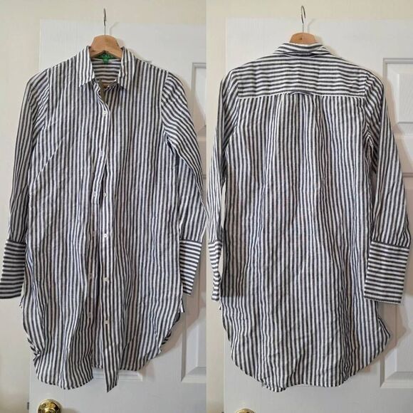 J. Crew Classic-fit beach shirt in striped linen-cotton blend XXS NWT $98 - Picture 3 of 11